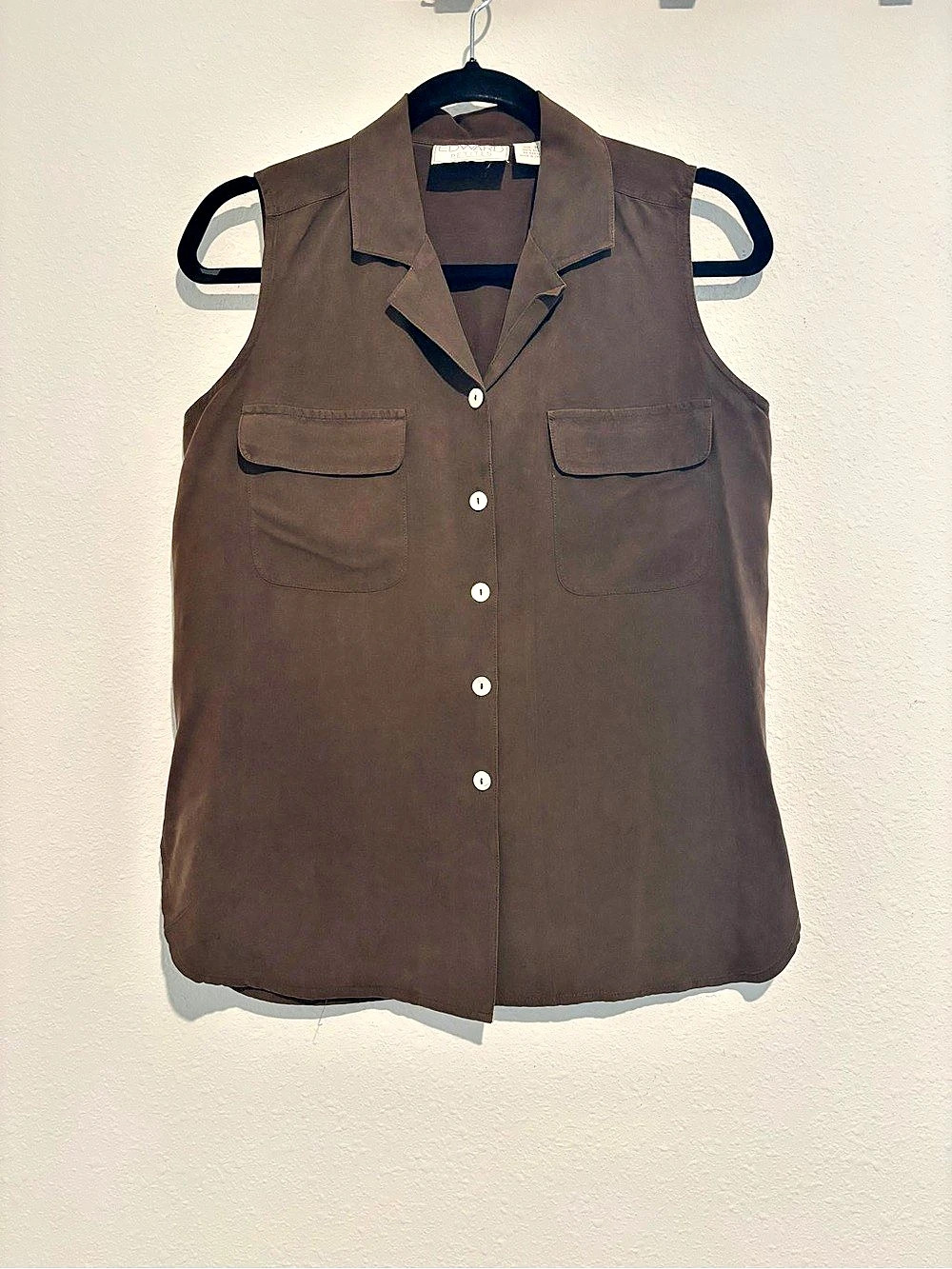 Edward Petites Utility Vest in Brown Size Medium
